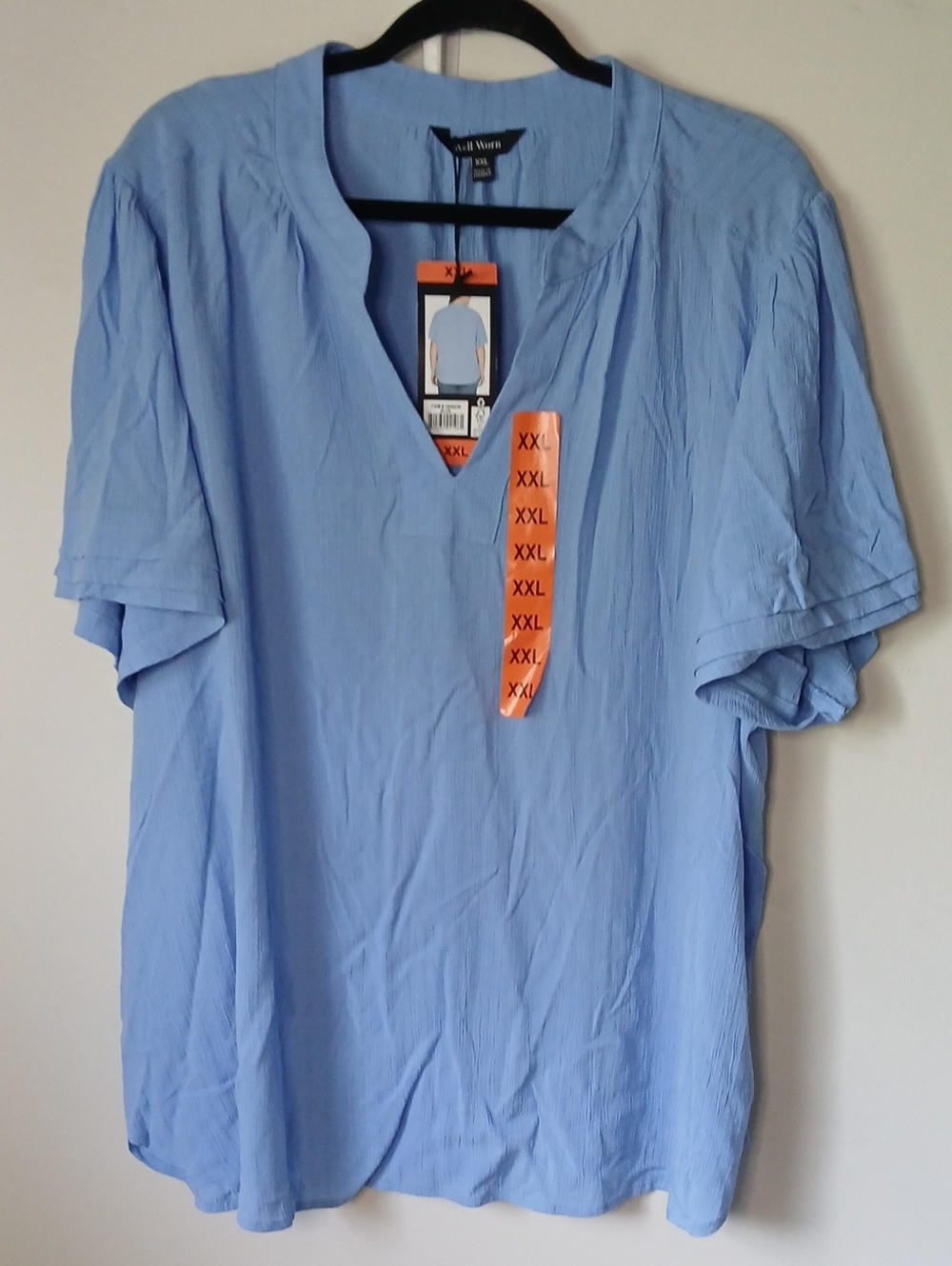 Well Worn Light Blue Short Sleeve V-Neck Tee
